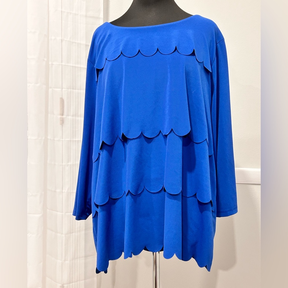 Talbots Women’s Blue Top,Plus  Size 3X Long Sleeve Blouse, Special Occasion